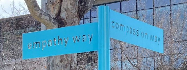 Intersection of Empathy Way & Compassion Way at UCSD, part of their T. Denny Sanford Courtyard